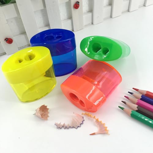 4PCS Bright Color Handheld Sharpeners High Carbon Steel Sturdy for Home Writing Tool Clear Shavings Container Sharpener - color: A