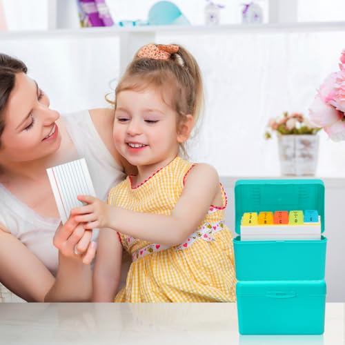 H4D 3x5 Index Card Holder with 100 Index Cards and 25 Dividers, Teal | 3x5 Inch Plastic Box, Heavyweight 3x5 Index Cards, Plastic 3x5 Index Card Dividers, Snap Closure Lid - color: Teal, size: 3"x5"