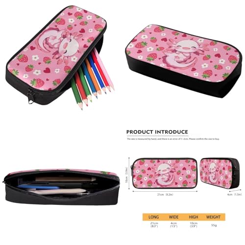 Axolotl Strawberry Kids Backpack Set Girls 3 PCS Kids Backpack with Lunch Bag Pen Bag Set Large Capacity Bookbag Casual Daypack Elementary School Boys and Girls - color: Cute Axolotl Strawberry