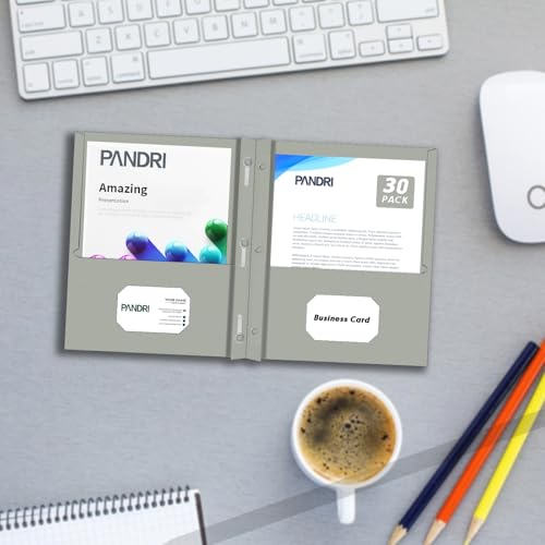 Two Pocket Folders, PANDRI 30 Pack Two Pocket Folders with Prongs, 3 Prong Folders Designed for Office and Classroom, Letter Size Grey - color: Grey