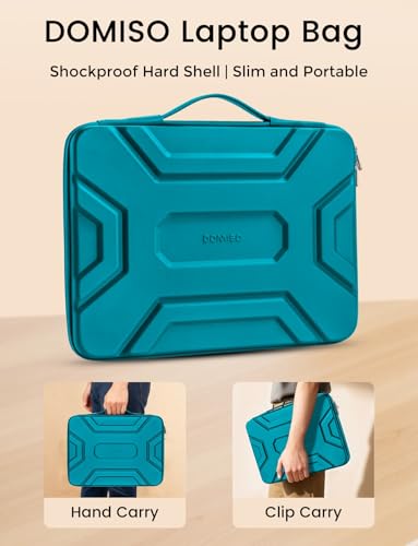 DOMISO 14 inch Laptop Sleeve with Handle, Shockproof & Waterproof EVA Protective Laptop case, Hard Laptop Sleeve for 14" HP Dell Asus Lenovo Laptop, Teal - color: Teal, size: 14 inch