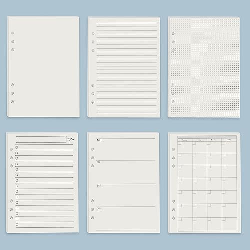 Harphia A5 6 Holes Binder Refill Value Set, 90sheets rulled line loose leaf paper with stickers and dividers, planner inserts with binder pockets for A5 binder 6 holes refillable notebook,005da5line - color: Line Paper Set, size: A5