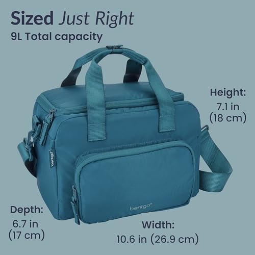 Bentgo Insulated Lunch Bag – Extra-Large Capacity Adult Lunch Bag with Shoulder Strap and External Storage Compartment, Durable, Lightweight, Ideal for Work, School, & Meals On the Go (Deep Teal) - color: Deep Teal