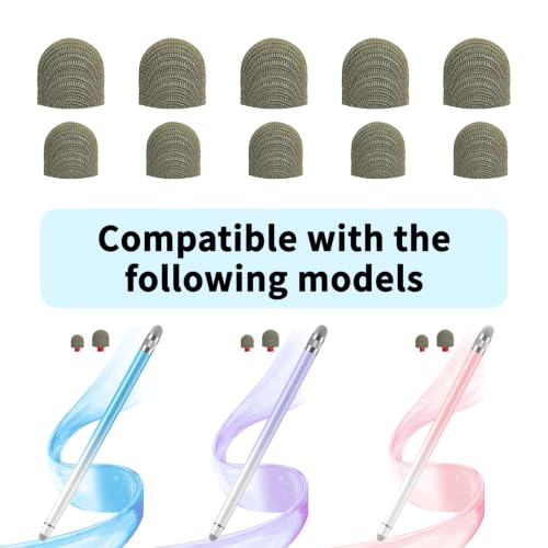 Bopomofo 10Pack Stylus Pen Replacement Fiber Mesh Tips | High Precision and High Sensitivity Stylus Replacement Tips - color: F-Metallic color