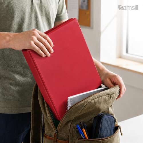 Samsill 0.5 Inch 3 Ring Binder, Economy Round Ring, Clear View Cover, 100 Sheet Capacity - for School, Home, Office - Red - color: Red, size: 1-Pack, style: .5-Inch