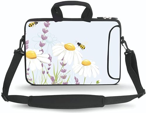11 11.6 12 12.5 13 inches Case Laptop/Chromebook/Ultrabook/Notebook PC Messenger Bag Tablet Travel Case Neoprene Handle Sleeve with Shoulder Strap(Honeybee) - color: Honeybee, size: 11-13.3 inch