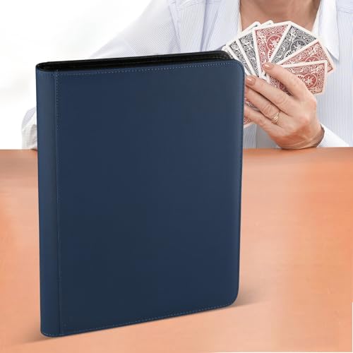 16 Pocket Ringless Side Loading Trading Card Binder, 1024 Cards PU Fixed Page Zipper Card Album for TCG Sports Game Cards, Not Fit Top Loaders (Dark Blue) - color: 16 Pocket 1024 Diamond Dark Blue