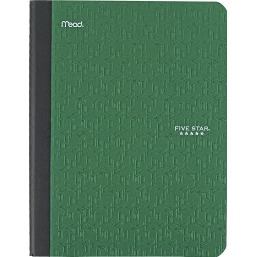 Five Star Composition Book + Study App, 4 Pack, College Ruled Paper, 7-1/2" x 9-3/4", 80 Sheets, Forest Green, Pacific Blue, Fire Red and Black (850065B-ECM) - size: 4 Pack, style: College Ruled