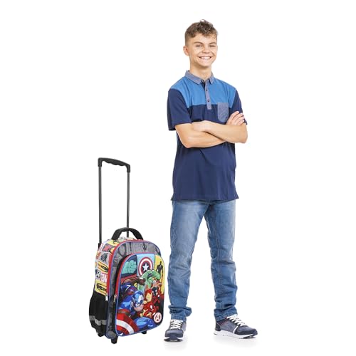 Bioworld Marvel Avengers 16" Rolling Travel Backpack - color: Avengers Character Roster Rolling