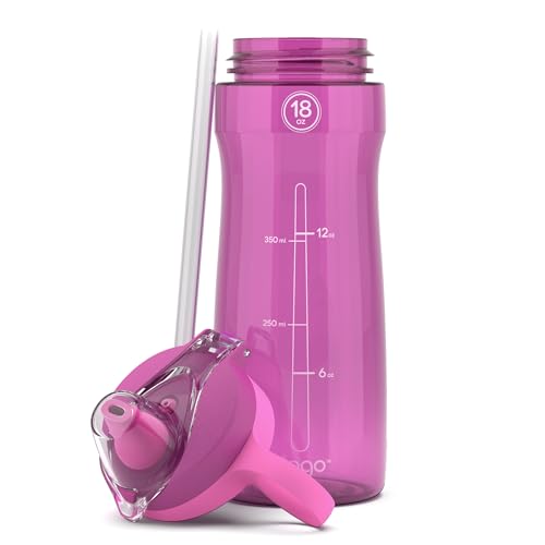 Pogo BPA-Free Tritan Plastic Water Bottle with Soft Straw Lid, 18 Oz, Fuchsia (Pack of 6) - color: Fuchsia (Pack of 6)