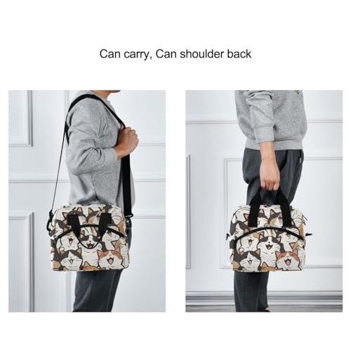 ALAZA Funny Cats Insulated Lunch Bag Women Men Portable Reusable Cooler Lunch Tote Bag for Work Office Picnic College - color: Multi 17