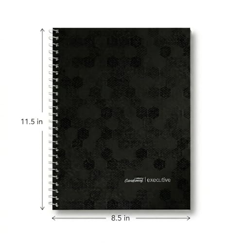 Ledesma Executive Spiral Notebook — Premium College Ruled, 8.5 x 11.5 in, 84 Sheets, Refined Sugarcane Paper, Executive Lay-Flat Binding, Professional Poly Cover, Microperforated Pages - color: Black