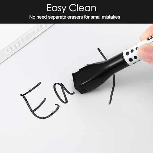 50 Pack Black Magnetic Dry Erase Markers, Fine Point Whiteboard Markers with Eraser Caps, Low Odor Bulk Set for Office, Home, and Planning Boards