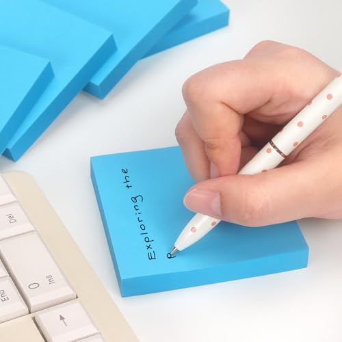 Sticky Notes 3x3 Self-Stick Notes Pads with 6 Bright Colors, Easy to Post for Office, Shool, Home, 6 Pads/Pack, 100 Sheets/Pad (Blue) - color: Blue