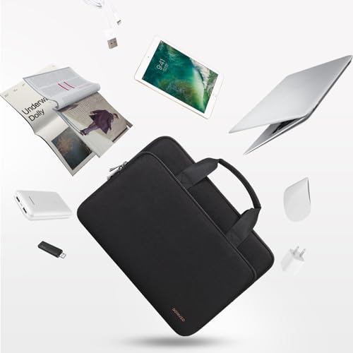 DOMISO 14 inch Laptop Case Sleeve Protective Cover Compatible with MacBook Air 15 M4 M3 M2,MacBook Pro,14-15 inch HP Dell ASUS Lenovo Chromebook,Waterproof Computer Bag with Handle,Black - color: Black, size: 14 inch