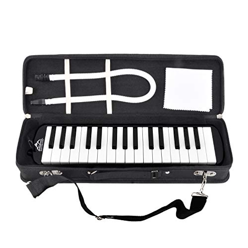 EASTROCK 32 Key Melodica Instrument Air Piano Keyboard Soprano Melodica with 2 Mouthpieces Tube Sets Carrying Bag for Beginners Adults Gift Black - color: Black, size: 32key