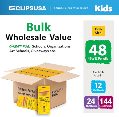 E-CLIPS USA Pre-Sharpened Pencils Bulk Pencil #2 School Supplies Bulk Number 2 pencils Office Supplies Bulk 12 Pencil Per Box (80 Pack) - style: 80 Pack