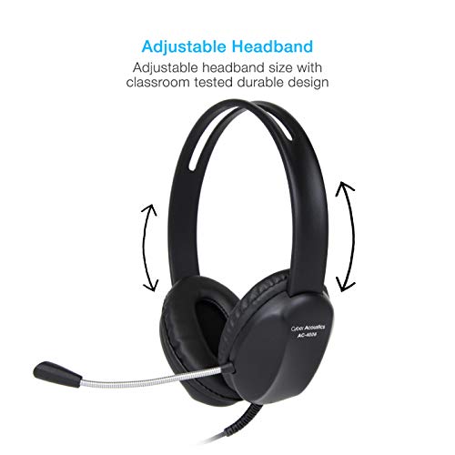 Cyber Acoustics USB-A Stereo Headset (AC-4006-20) - Durable, Crisp, and Clear Communication in K-12 Classrooms or Home, Made with 60 Percent Recycled Plastic - 20 Pack - size: 20 Pack - USBA