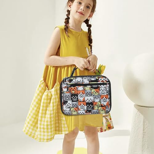 Kids Lunch Box for Boys Girls Lunch Bag Insulated Durable Lunchbox Children Lunch Tote Bag for School Cat - color: Cat