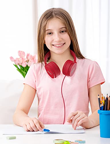 ONTA Kids Headphones for Boys Girls - Child Student Headset Wired Plug Toddler Earphones School Teen on Ear for Ipad | Computer | Smart Phone | Amazon Fire Tablet | Laptop | Plane Travel | Game (red) - color: Red