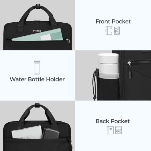 Ytonet Zipper Binder Bag, 2 Inch 3 Ring Binder with Zipper Fit 14 Inch Laptop, 500 Sheets Capacity Zippered Binders with Shoulder Strap & Removable O-Ring Pad for College, Office, Work, Black - color: 2 In-full Black