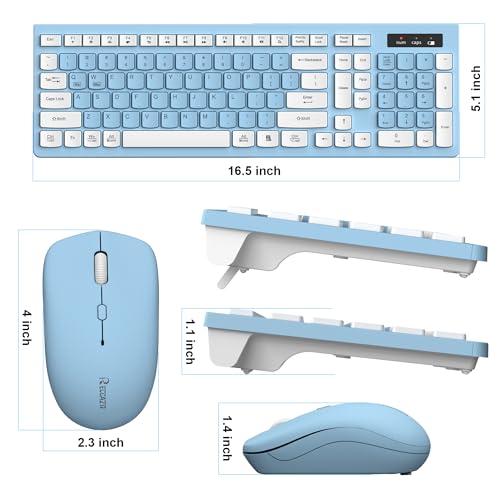 Wireless Keyboard and Mouse Combo, Full-Sized Wireless Keyboard and Adjustable DPI Mouse, 2.4GHz USB Receiver, Keyboard and Mouse for PC, Windows, Desktop, Laptop (Sky Blue-A) - color: Sky Blue-A