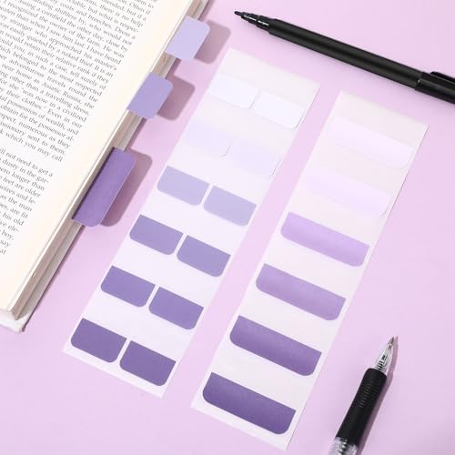 300 Pcs Sticky Index Book Tabs Bible Tabs Gradient Repositionable Page Tab Labels for Notebooks File Classification (Purple) - color: Purple