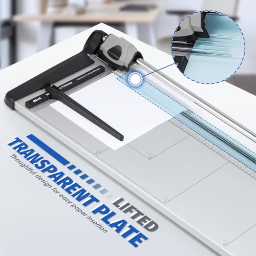 Rotary Paper Trimmer, 15 Sheets Heavy Duty Paper Trimmer, 670mm(26.37") Cutting Length, Commercial Grade Rotary Paper Cutter for Home/Office/School, Black & Silver - size: 26.37"