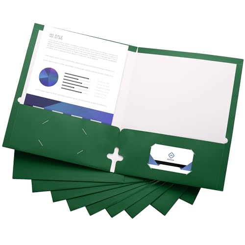 10 Pack Two Pocket Folders, Green, Strong Thick Paper Folders, for Letter Size, by ACTIVITYya - color: Green
