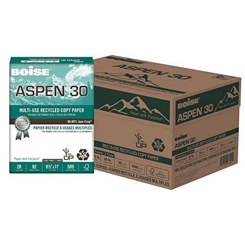 Boise® ASPEN® 30 3-Hole Punched Multi-Use Printer & Copy Paper, 10 Reams, White, Letter (8.5" x 11"), 5000 Sheets Per Ca