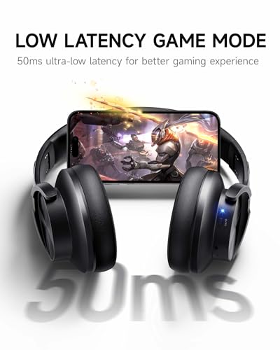 Picun B8 Bluetooth Headphones, 120H Playtime Headphone Wireless Bluetooth with 3 EQ Modes, Low Latency, Hands-Free Calls, Over Ear Headphones for Travel Home Office Cellphone PC Black - color: Black