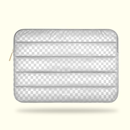 Vandel Puffy Laptop Sleeve Case, 13-14 inch Laptop Sleeve Bag Case 13.3 Inch, Compatible with MacBook Air/Pro 13/Pro 14/iPad Pro 12.9, HP Dell ASUS Computer Bag Cover, Checker Silver - color: b. Checker Silver