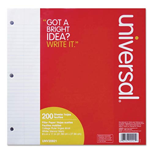 UNV20923 - Dimensions : 81/2 x 11" - Universal Filler Paper - Pack of 200