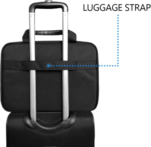 KROSER 15.6 Inch Laptop Briefcase Computer Bag, Messenger Shoulder Bag | Water Repellent Polyester, Detachable Shoulder Strap, Luggage Strap Design for Business, College, Men & Women-Black-Blue - color: Black/Blue, size: 15.6 INCH