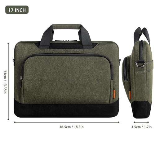 DOMISO Laptop Sleeve Case Large Capacity Shoulder Bag Compatible with 17-17.3 inch Dell XPS/HP Gaming Pavilion 17 / Chromebook 317, Dark Green - color: Dark Green, size: 17 - 17.3 Inch