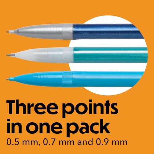 BIC Mechanical Pencil Variety Pack, Number 2 Mechanical Pencils With Erasers, Fine Point (0.5mm), Medium Point (0.7mm) and Thick Point (0.9mm), 60 Count, Bulk Mechanical Pencils for School or Work