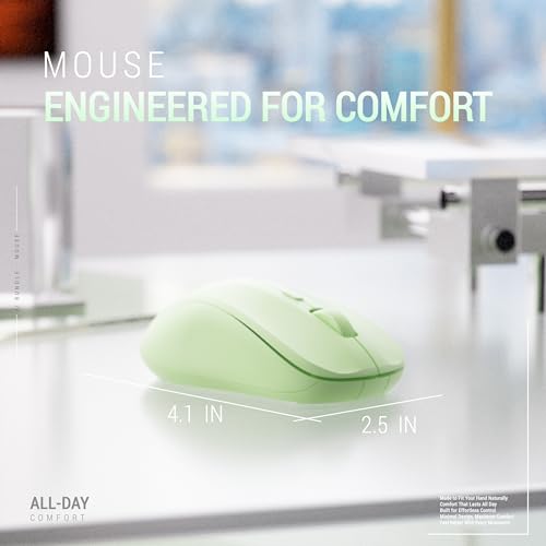 Wireless Keyboard and Mouse Combo, 110-Key Full Size (Gradient Cyan) | Silent Keyboard with Round Keycaps, 2.4GHz USB Plug-and-Play Wireless, Compatible with PC, Laptop, Mac - color: Gradient cyan