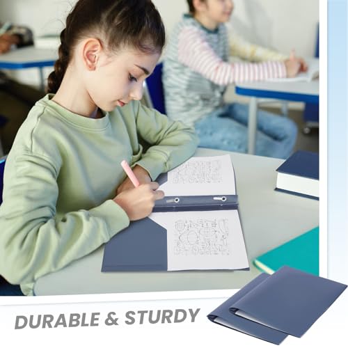 Lincia 100 Pcs Plastic Folders with Pockets and Prong Folders with Prongs 2 Pockets for Office, School for Students, Teachers, Office Workers(Grey Blue) - color: Grey Blue