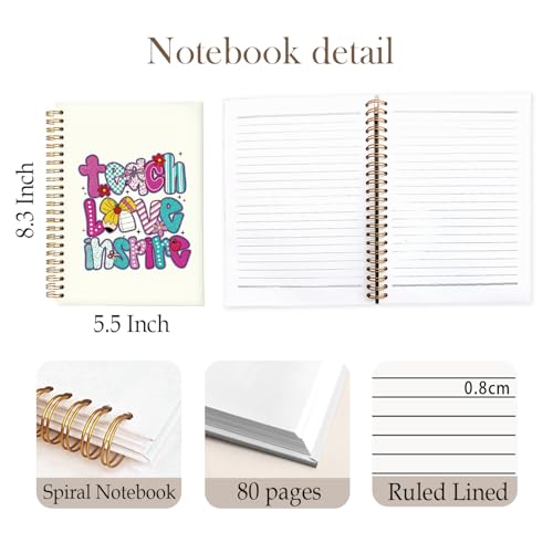 Teachers Gifts Spiral Notebooks, Teacher Appreciation Gift Notebook for Note Taking, College Ruled Spiral Journal Notebook Women Gift, 5.5x8.3 Inch - color: Gifts