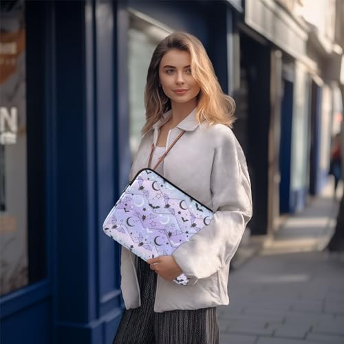 Cute Laptop Sleeve 13 inch Purple Bat Moon Laptop Bag 14 inch Waterproof Computer Bag for Women Laptop Accessories Computer Cover Bag for Tablet Men, A06D24018 - color: Purple Bat Moon
