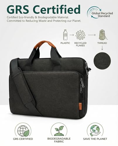 bagasin 15 15.6 16 inch Laptop Bag Carrying Case | Water-Repellent Fabric Computer PC Shoulder Briefcase, Lightweight Toploader, Business Casual or School - color: Black, size: 15.6-16