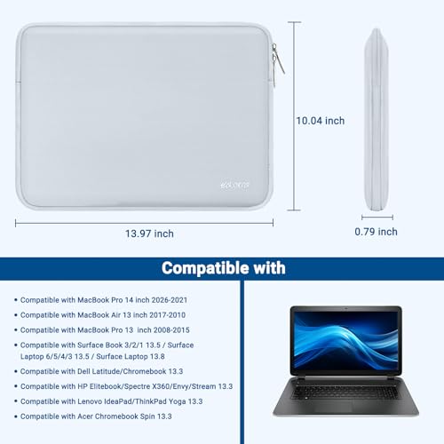 MOSISO Laptop Case 13.3 inch, 13-13.3 inch Laptop Sleeve Bag Compatible with MacBook Air/Pro 13/Pro 14 M5 M4 M3 M2 M1, HP Dell ASUS Lenovo, Neoprene Computer Sleeve Bag with Small Case, Baby Blue - color: Baby Blue, size: 13.3 inch