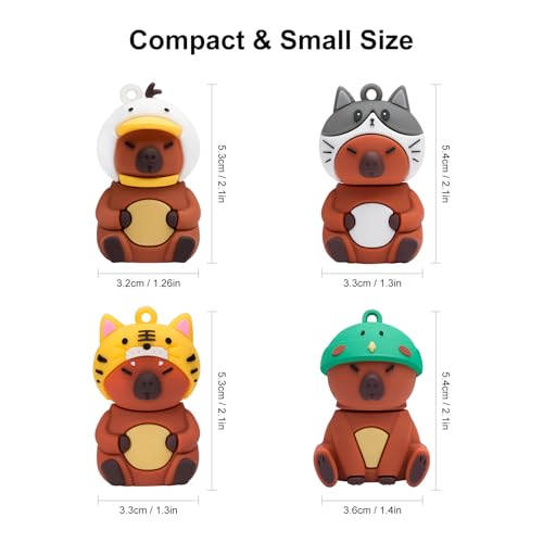 USB Stick 4Pcs 16GB Cute Flash Drive Capybara Animal Memory Stick Novelty Flash Drive Pendrive Thumb Drive Gift for Students and Children - color: Capybara 16GB*4