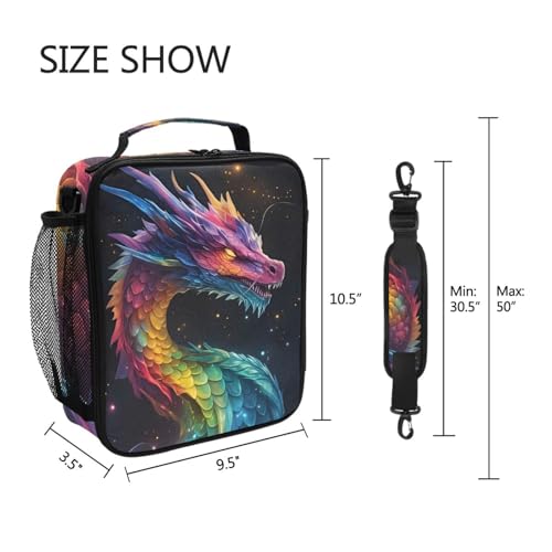 Dragon Galaxy Colorful Lunch Box Insulated Lunch Bag Girls Lunch Cooler Bag Tote Freezable Shoulder Strap Lunchbox Thermal Meal Tote Kit for Girls School Picnic - color: Multi27