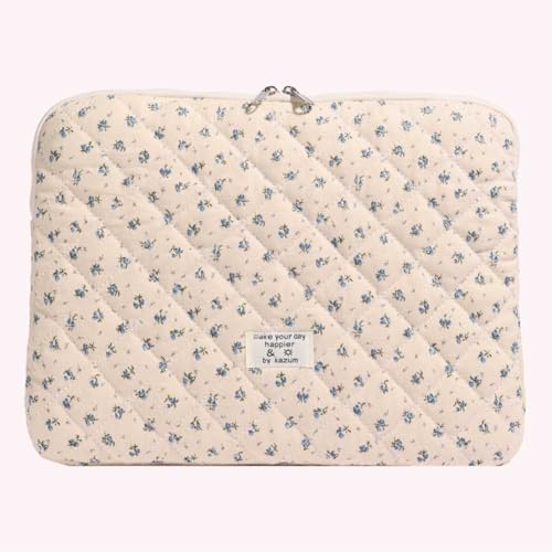 Floral Laptop Sleeve Quilted Laptop Carrying Case Protective Cute Computer Sleeve for 13 14 Inch Laptop Tablet - color: Blue Little Flower
