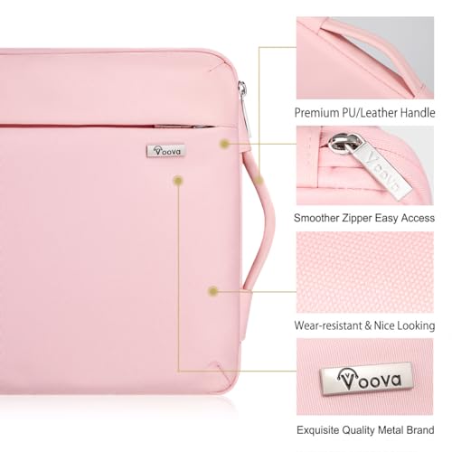 Voova Laptop Sleeve Case 15.6 16 Inch with Handle, 360° Protective Waterproof Slim Computer Bag Cover Compatible with MacBook Pro M2/M3/M4 16, HP Acer Lenovo Yoga ThinkPad Asus Laptop, Women, Pink - color: Sakura Pink, size: 15.6-16 Inch