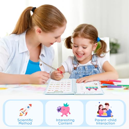 ASIGN Magic Ink Copybooks for Kids Reusable Handwriting Workbooks for Preschools Grooves Template Design and Handwriting Aid Gifts for kids (5)