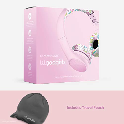 LilGadgets Girls Wired Headphones - Pink Doughnut On-Ear Ages 3+ - Built-in Mic & SoftTouch Padding - SharePort Audio Sharing - Detachable Braided Cable & Volume-Limiting Safety - color: Pink Doughnuts