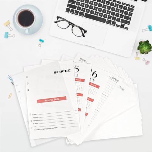 SAYEEC A5 Refill Paper Loose Leaf Lined Paper for A5 Planner Organizer 6 Holes Ring Binder Planner for Journals Notebooks Diaries Inserts, 80 Sheets - color: refillable paper