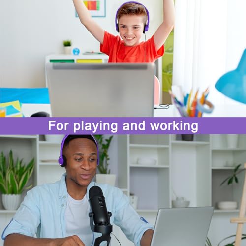 Yunsailing 30 Pack Bulk Headphones Set Over Ear Headphones with Adjustable Headband 3.5mm Plug Headsets Earphones for Learning Program, Computer Lab, Library, Testing & Multimedia Use (Purple) - color: Purple